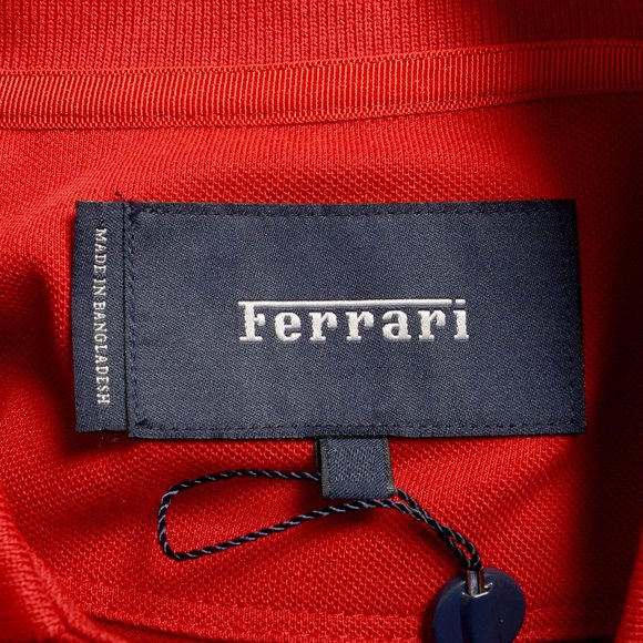 Scuderia Ferrari Men's "Classic With P.R. Horse" Red Long Sleeve Polo Shirt - Picture 6 of 6